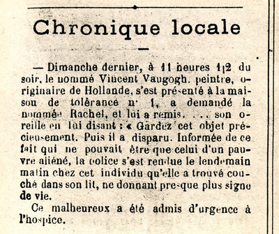 Bericht over het oor-incident op de voorpagina van het Forum Républicain, 30 december 1888